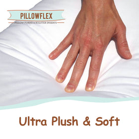 Luxurious Pillowflex insert with fluffy, down-like fiber.