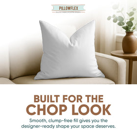 White poly-cotton blend cover on Pillowflex insert looks luxurious.