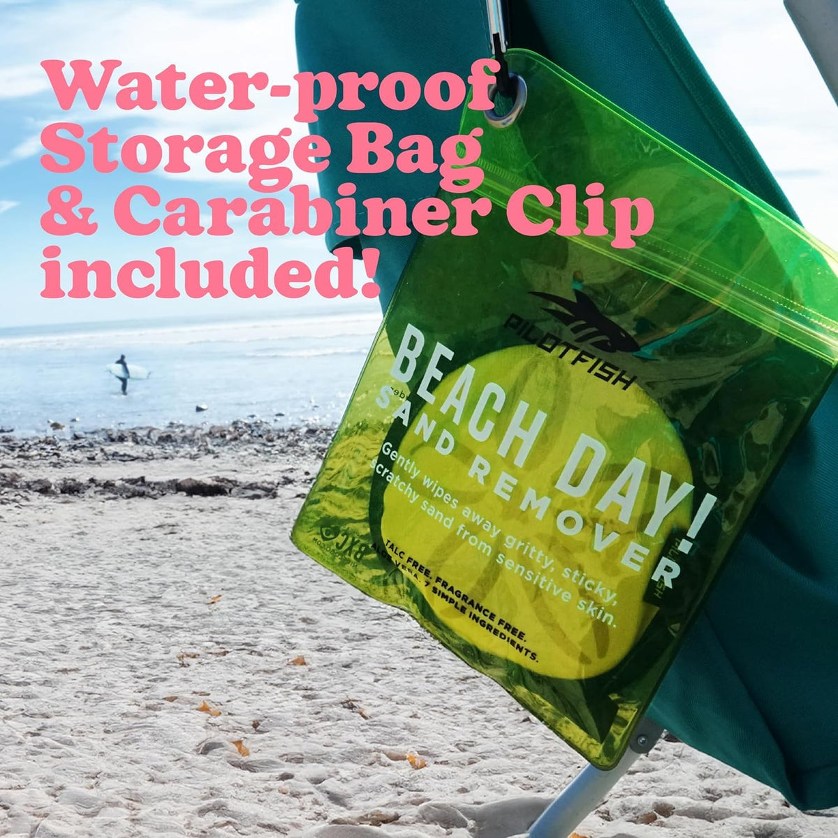 Pilotfish eco-friendly beach accessory respects skin and environment.