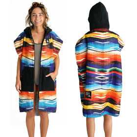 Pilotfish surf poncho hooded on the beach provides privacy during changing.