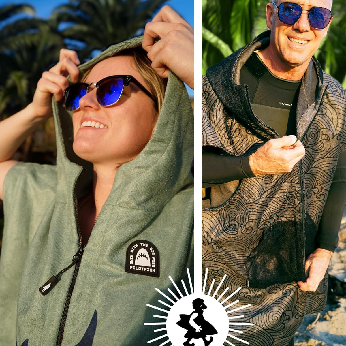 Pilotfish poncho is ideal for beach, pool, camping, and travel.