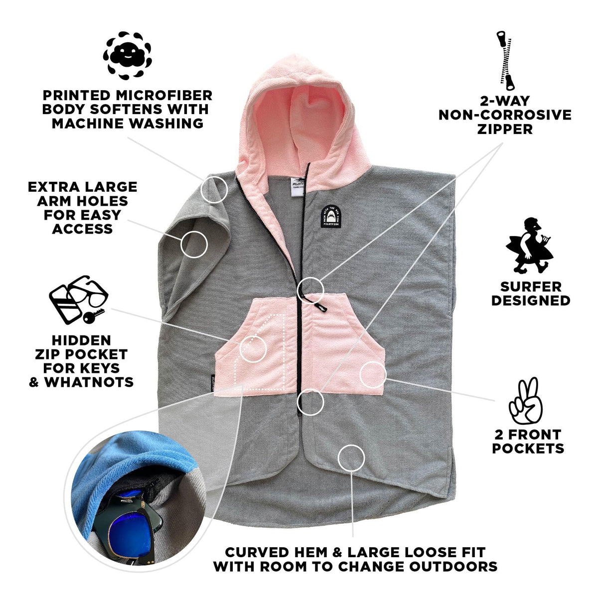Pilotfish Surf Poncho Toddler Design offers cozy coverage for little swimmers