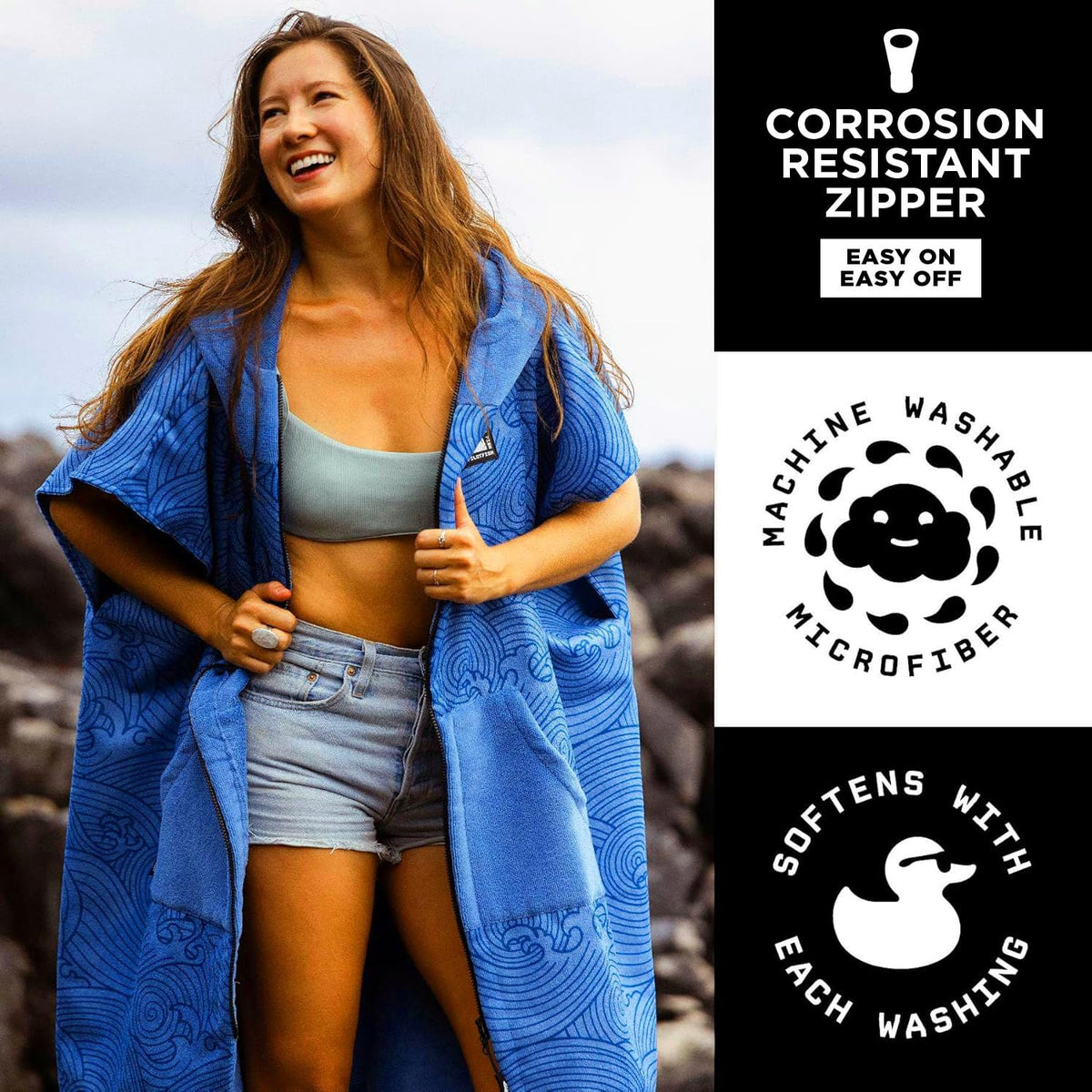 Pilotfish Surf Poncho Youth Design fits growing surfers with versatile comfort