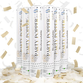 Pilvepidu white confetti cannon 12-inch pack six for weddings and celebrations