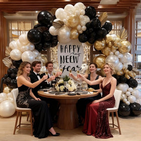 Pinbra black, white, champagne gold tones elevate any venue backdrop.