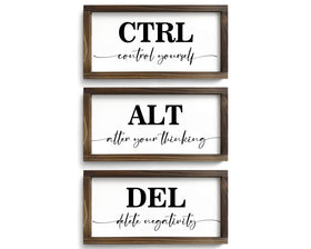 Pinetree Art Ctrl Alt Del wall art panel with motivational office quote.