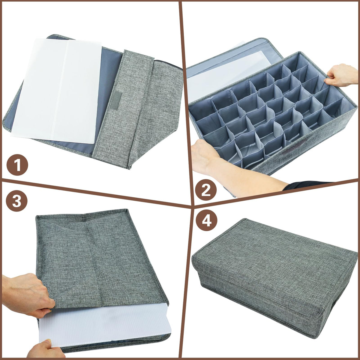 PINGMIC 30-compartment box classifies socks, underwear, scarves, and accessories.