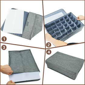 PINGMIC 30-compartment box classifies socks, underwear, scarves, and accessories.
