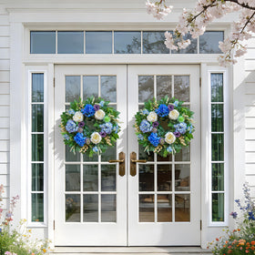 Pinkpuii 26-Inch Spring Wreath easy to hang for quick decorating.