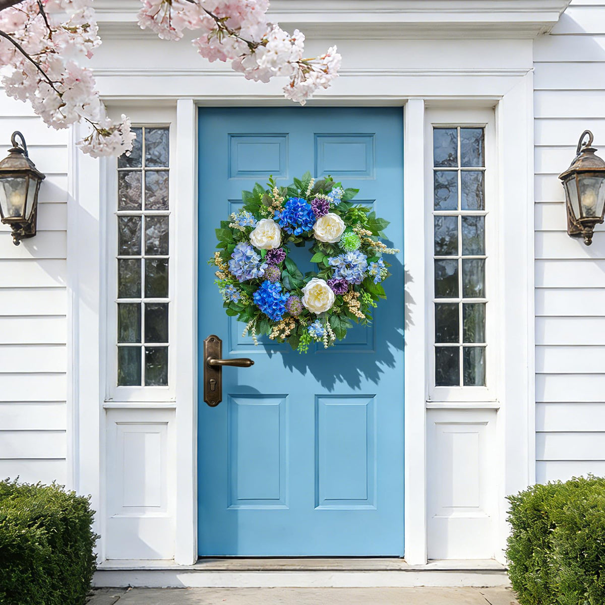 Pinkpuii 26-Inch Spring Wreath includes fluff-instruction card to help fullness.