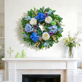 Pinkpuii 26-Inch Spring Wreath uses premium materials for durable, full blooms.