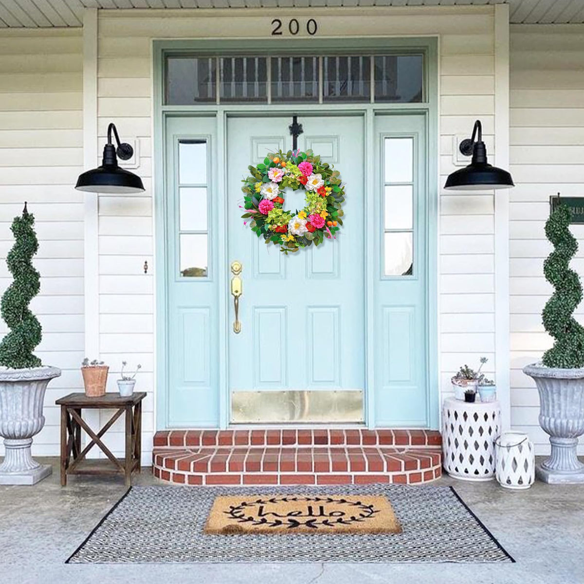 Pinkpuii wreath displayed on door or mantel for versatile decor