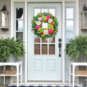 Pinkpuii outdoor wreath on a door, full and lush appearance