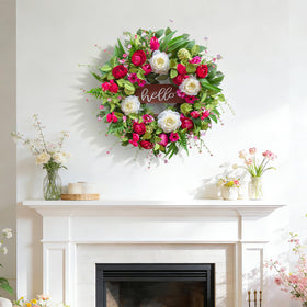 Pinkpuii wreath handcrafted by florists for a refined finish