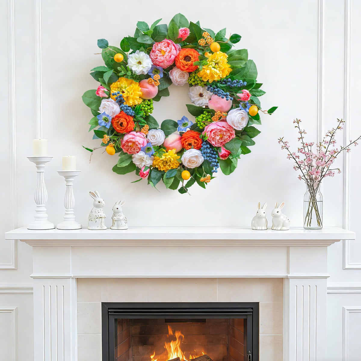 Pinkpuii wreath is outdoor-friendly for porch or entryway decor