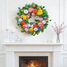 Pinkpuii wreath is outdoor-friendly for porch or entryway decor