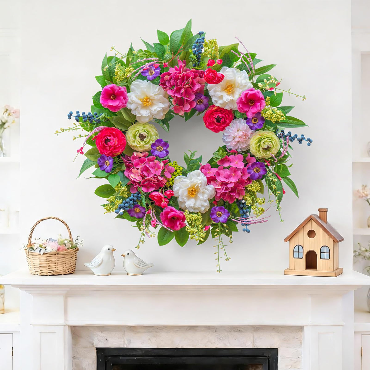 Pinkpuii outdoor indoor use friendly wreath suits doors, mantels, and walls.