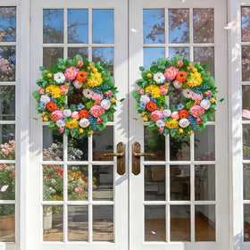 Pinkpuii wreath uses silk flowers for durable year-round display