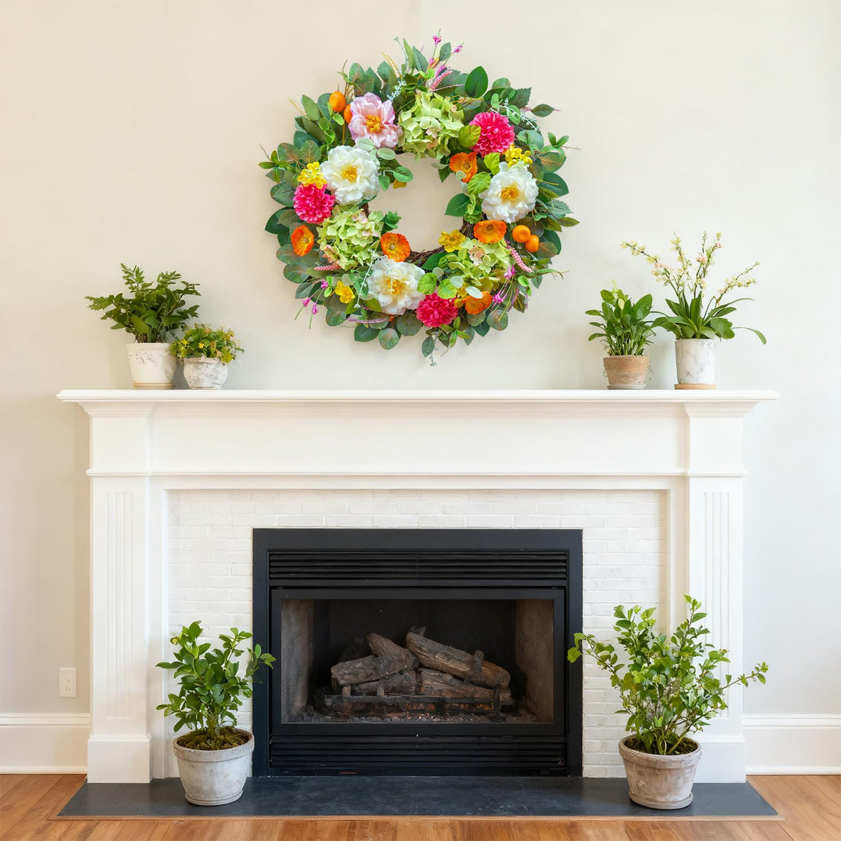 Pinkpuii wreath used as wedding decor for seasonal elegance