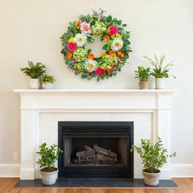 Pinkpuii wreath used as wedding decor for seasonal elegance