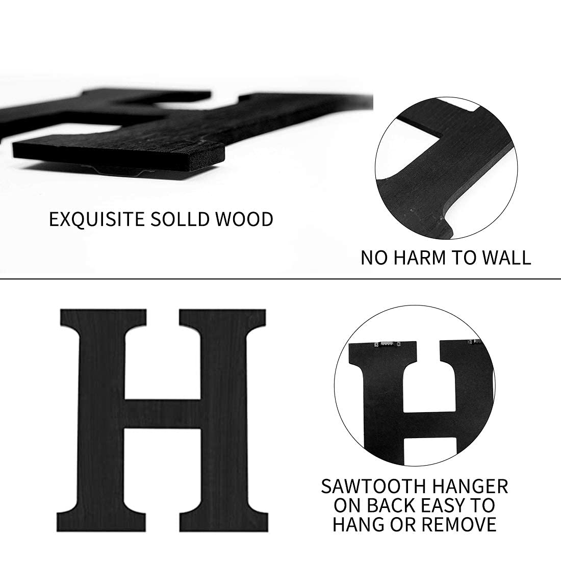 Pinkpum black wood wall sign demonstrates sturdy wall hanging