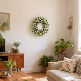 Pinkpum adjustable 22-inch wreath fits various doors with ease.