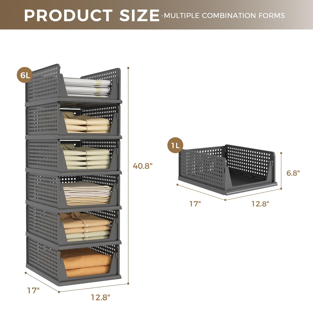 Pinkpum stackable closet storage with multiple layers for easy access.