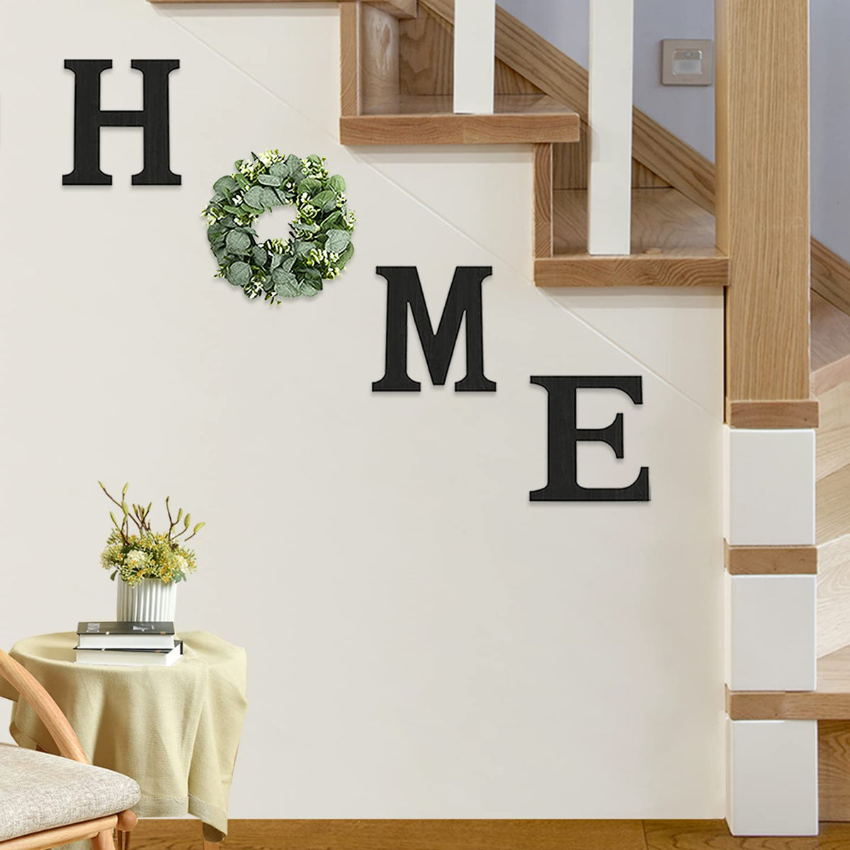 Pinkpum wood home sign E letter completes the motif