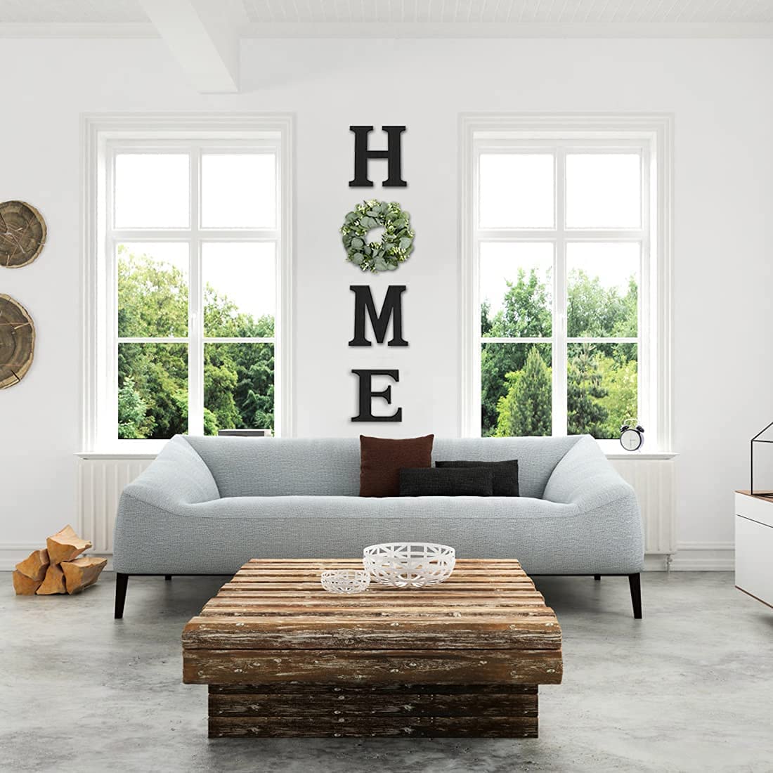 Pinkpum wood home sign H letter displays bold wall art
