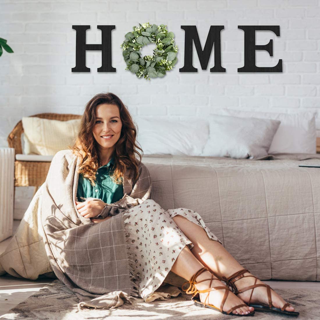 Pinkpum wood home sign M letter creates balanced farmhouse display