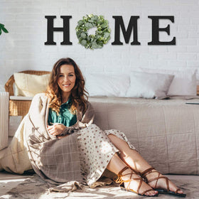 Pinkpum wood home sign M letter creates balanced farmhouse display
