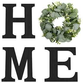 Pinkpum wood home sign with O wreath adds rustic charm to walls