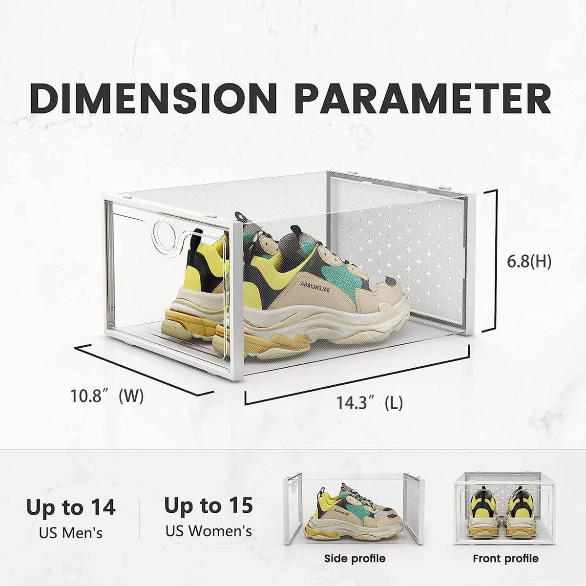 Pinkpum XXL shoe box door open demonstrates easy access and organized storage.