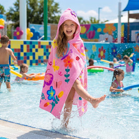 PinkSheep hooded towel ideal for beach or poolside wrap.