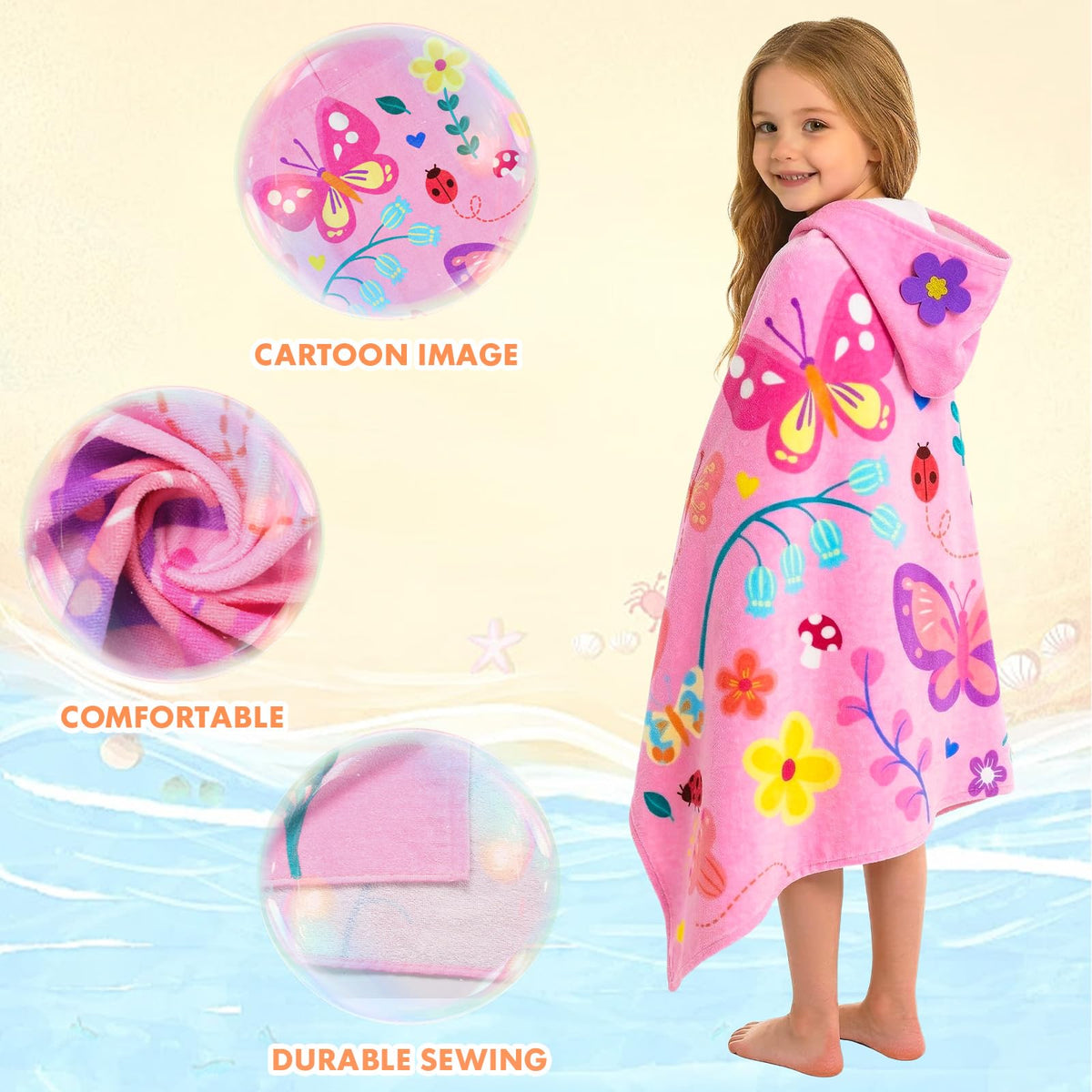 PinkSheep cotton hooded towel offers ultra-soft, highly absorbent drying after bath.