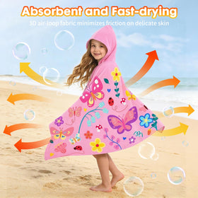 PinkSheep mermaid hooded towel delivers playful poolside coverage after swimming.