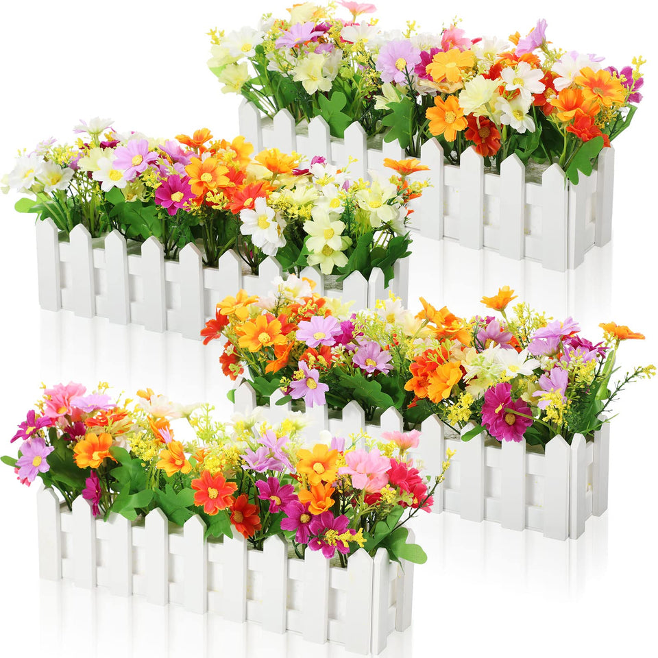 Pinkunn artificial daisy sets in pots for versatile indoor or outdoor decor.