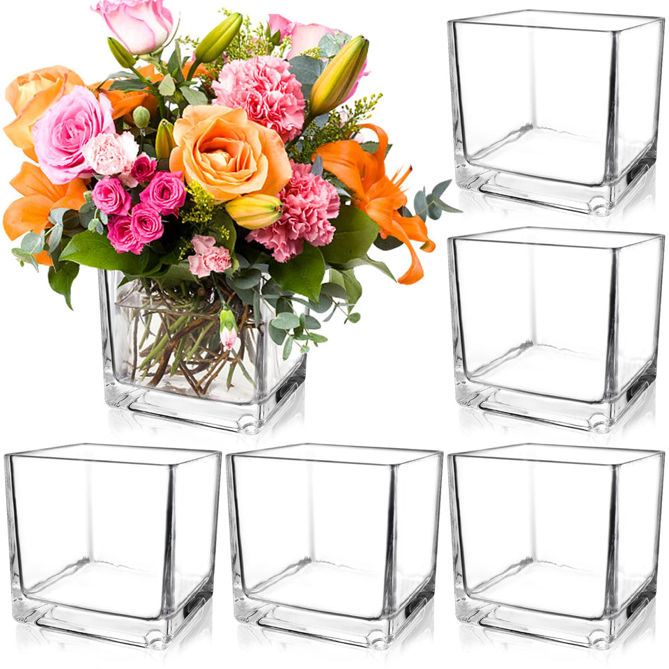 PINIWON 6-pack square vases front view for elegant centerpieces.
