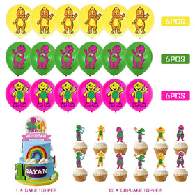 PINUO Barney Latex Balloons set provides durable color for indoor parties.