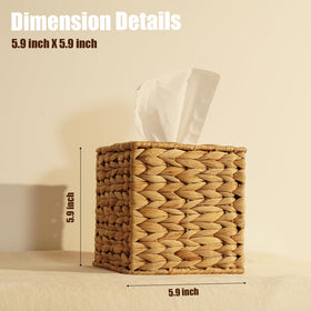 PINXIURY natural wicker tissue holder fits standard boxes while adding warmth.