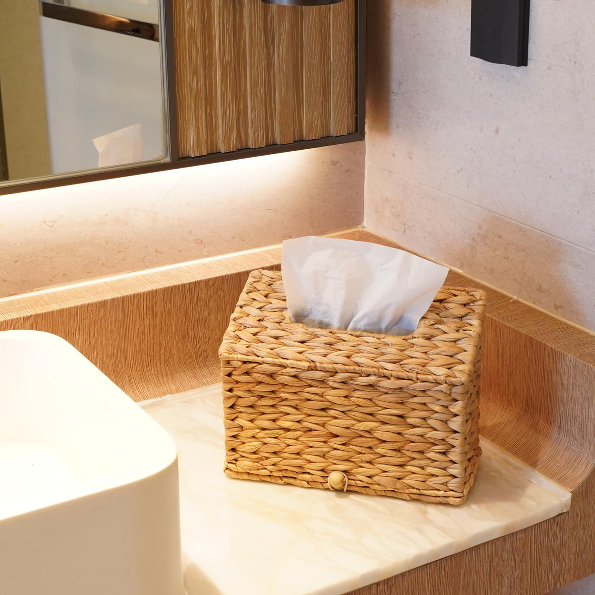 PINXIURY decorative cover sits neatly on countertops, vanities, or desks.