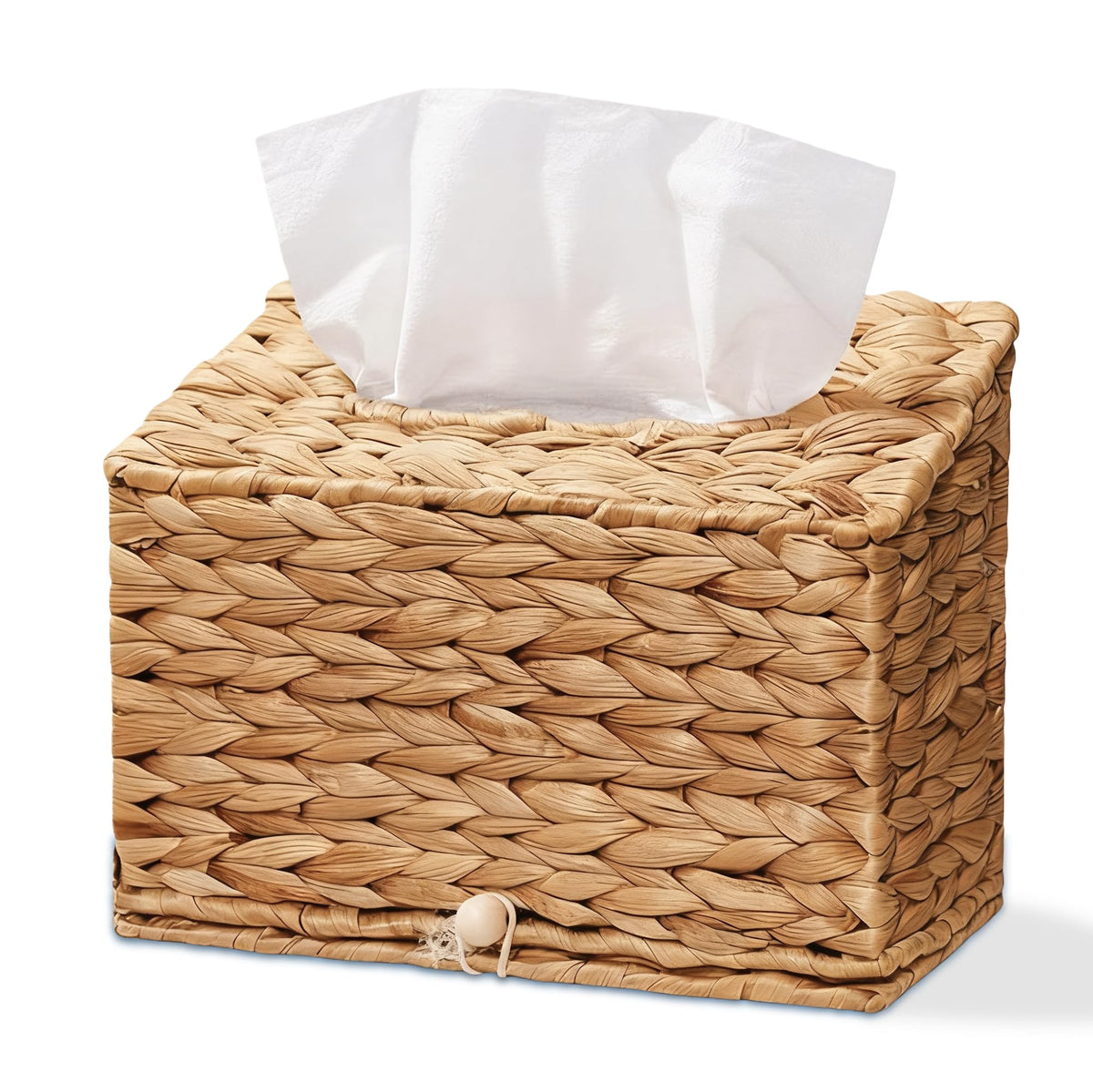 PINXIURY water hyacinth tissue box cover with natural texture enhances any room decor.