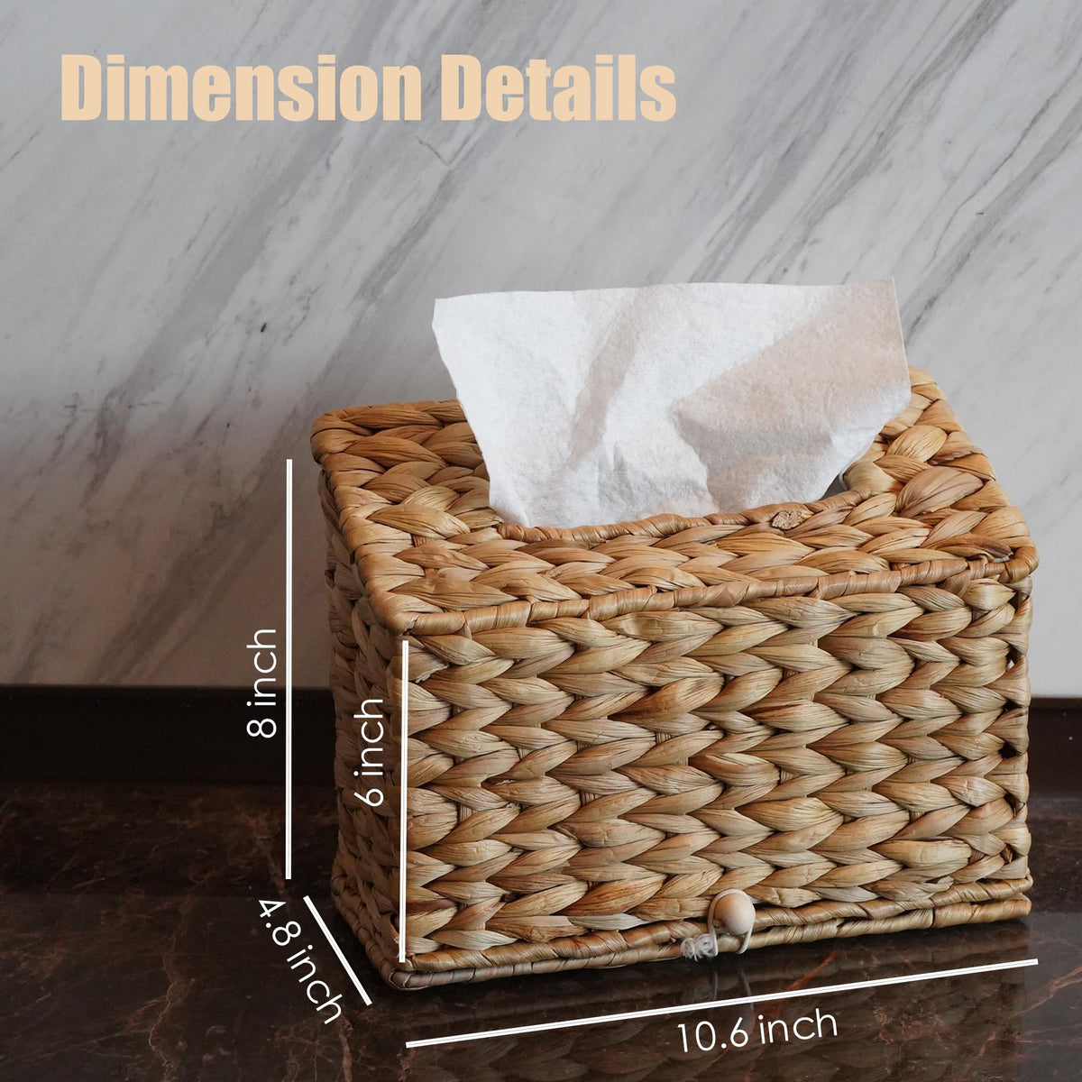 PINXIURY wicker tissue box cover blends boho and coastal decor styles.