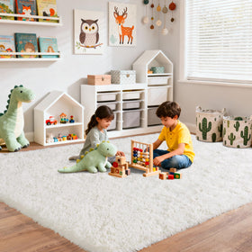PIPABOBO cream rug close-up pile shows plush texture for cozy floors