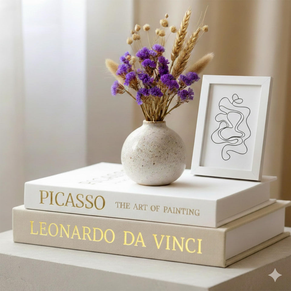 Pipi-titi decorative books with picture frame front view add chic storage to a coffee table