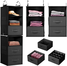 Pipishell 6-shelf hanging closet organizer in black for maximum vertical storage