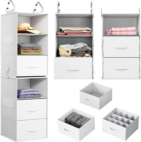 Pipishell six-shelf hanging organizer unit shows vertical storage for wardrobe organization.