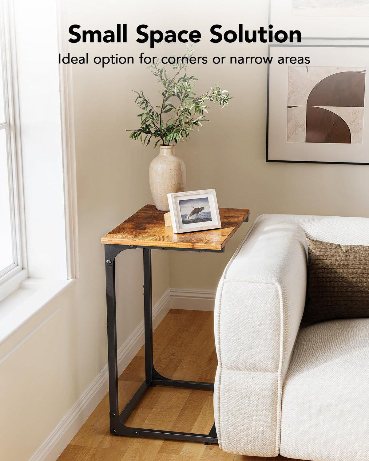 Pipishell C Shaped Side Table compact under sofa design saves space