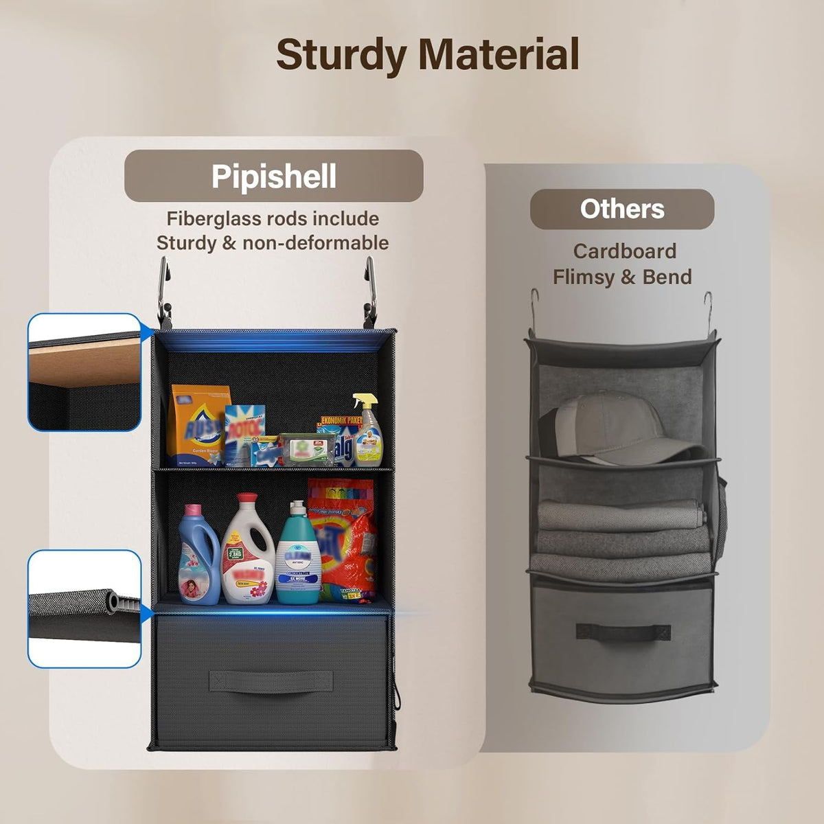 Pipishell removable drawers with 12 compartments for small items