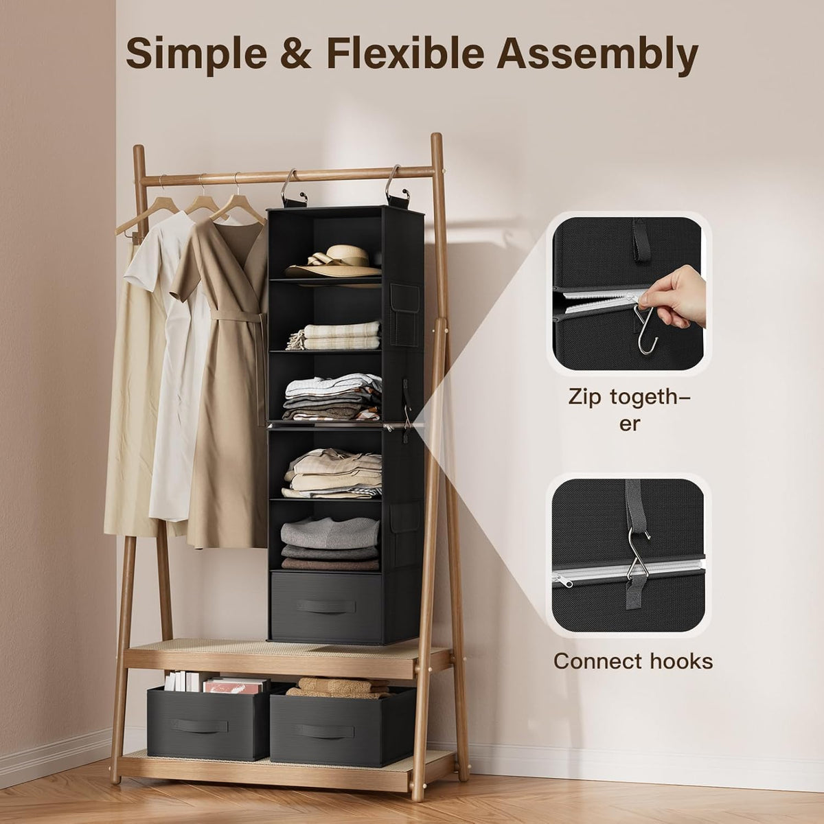 Pipishell side pockets add extra storage for socks and accessories